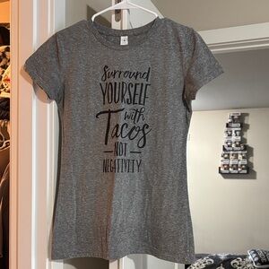 Gray Short Sleeve Tee with Motivational Print